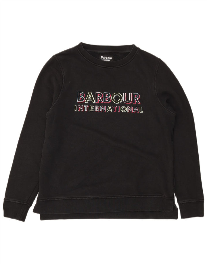 BARBOUR Γυναικείο Φούτερ γραφικό Jumper UK 12 Μεσαίο μαύρο βαμβακερό