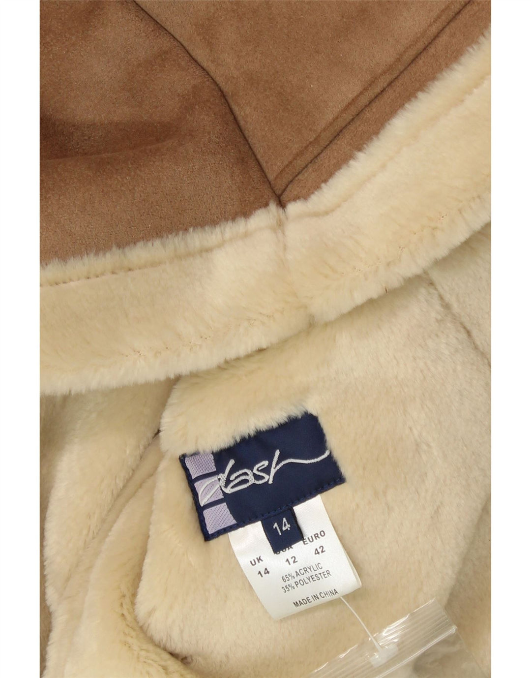 VINTAGE Womens Sherpa Jacket UK 14 Large  Brown Acrylic Vintage Vintage and Second-Hand Vintage from Messina Hembry 