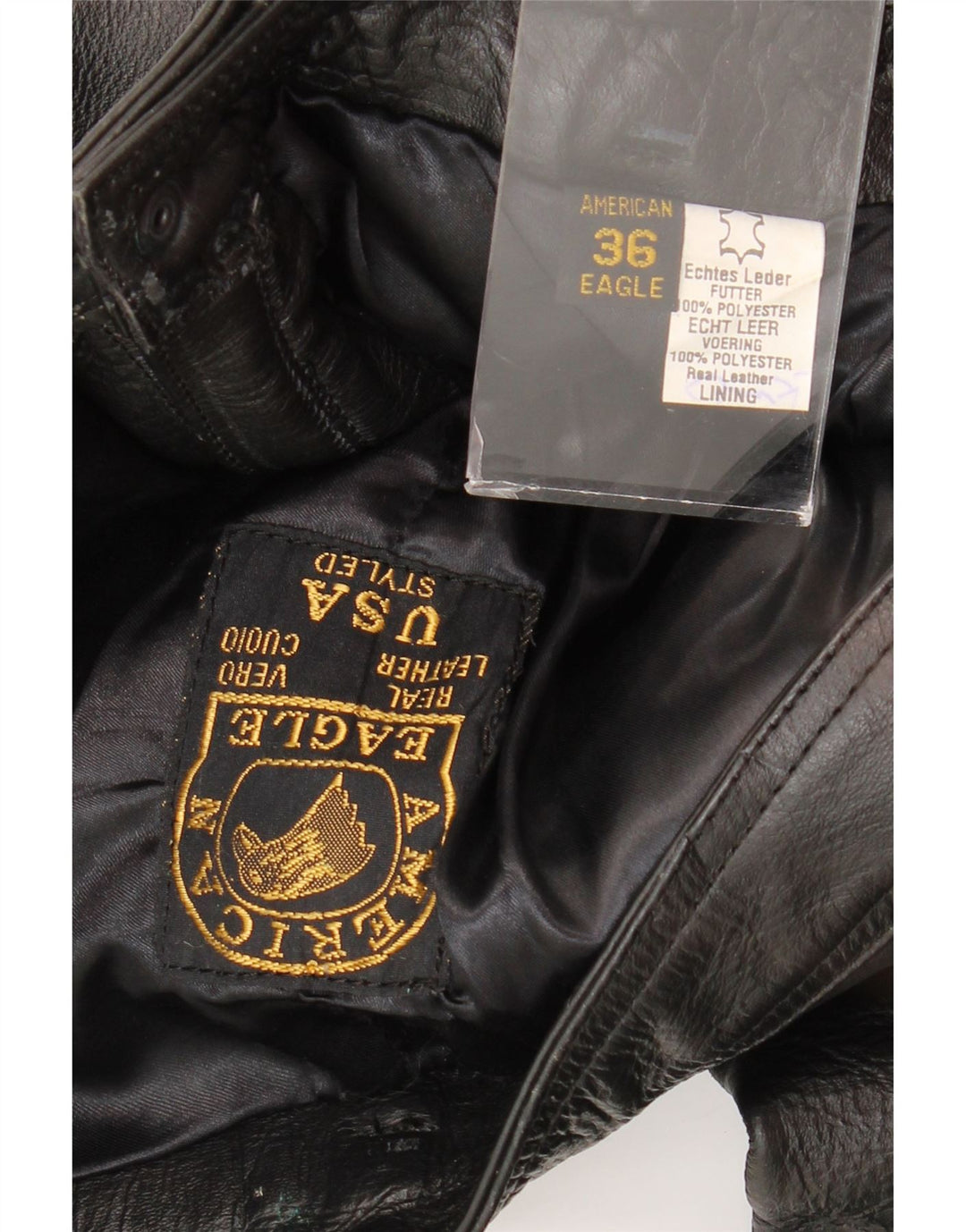 American Eagle Ανδρικό Λεπτό Δερμάτινο Παντελόνι W36 L30 Μαύρο Δερμάτινο