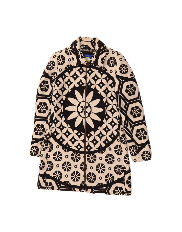 DESIGUAL Womens Overcoat EU 38 Medium Black Floral Polyester Vintage Desigual and Second-Hand Desigual from Messina Hembry 