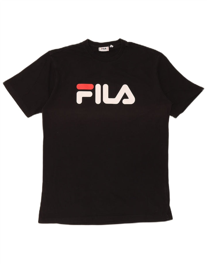 Fila Ανδρικό γραφικό T-Shirt Top Μικρό μαύρο βαμβακερό