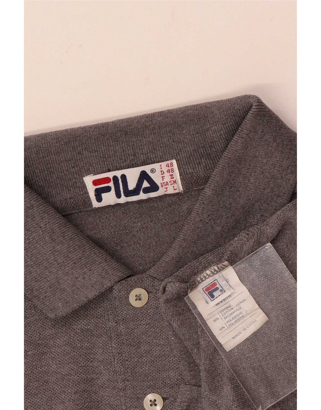Ανδρικό πουκάμισο πόλο Fila IT 48 Μεσαίο γκρι βαμβακερό