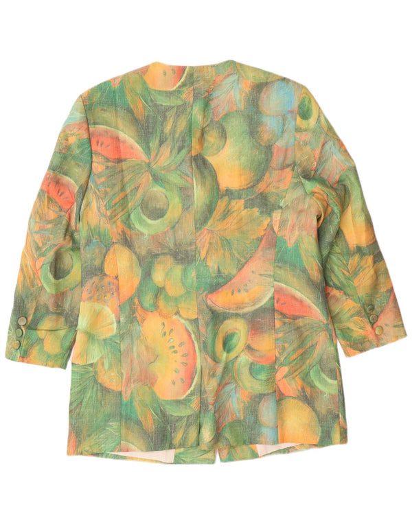 VINTAGE Γυναικείο Longline Abstract Pattern Μπουφάν σακάκι EU 42 Large Green