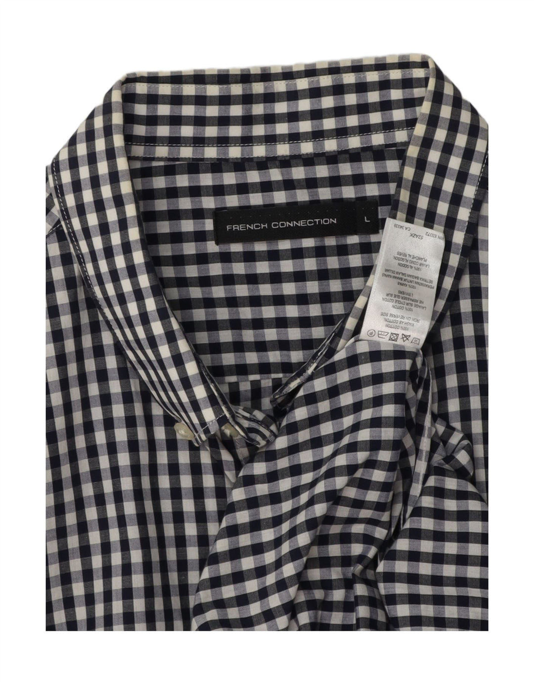 ΓΑΛΛΙΚΗ ΣΥΝΔΕΣΗ Ανδρικό πουκάμισο μεγάλο Navy Blue Gingham Cotton
