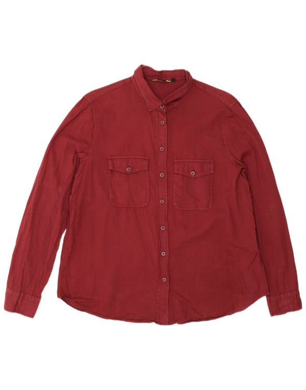 Massimo Dutti Γυναικείο πουκάμισο EU 44 XL Βαμβακερό μπορντό