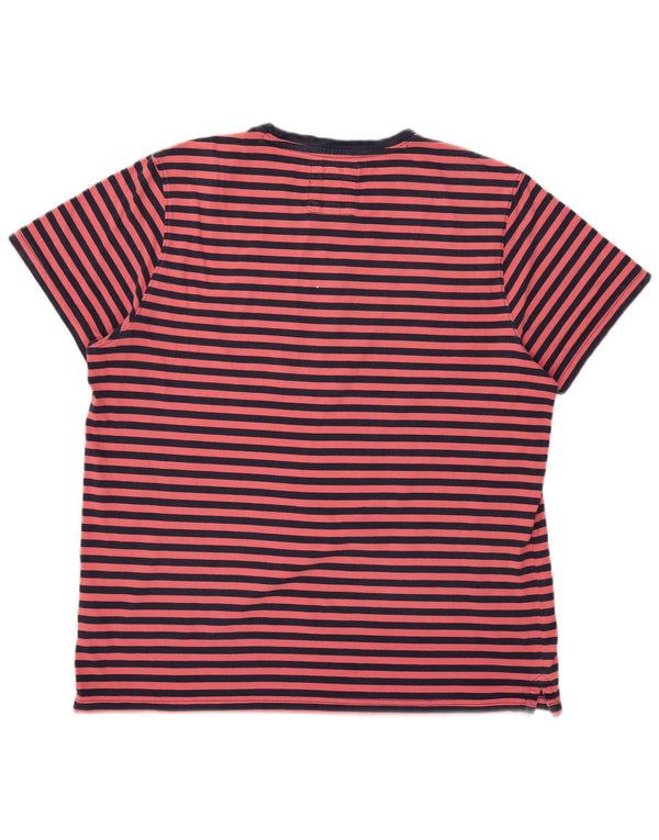 Crew Clothing Ανδρικό κοντομάνικο μπλουζάκι κανονικό μπλουζάκι 2XL ροζ βαμβακερό ριγέ