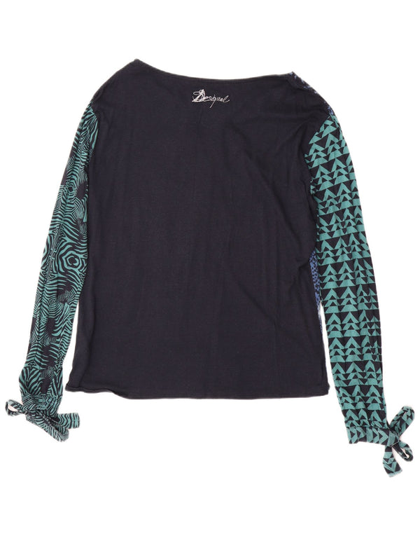 DESIGUAL Γυναικείο γραφικό μακρυμάνικο UK 18 XL Blue Animal Print Viscose