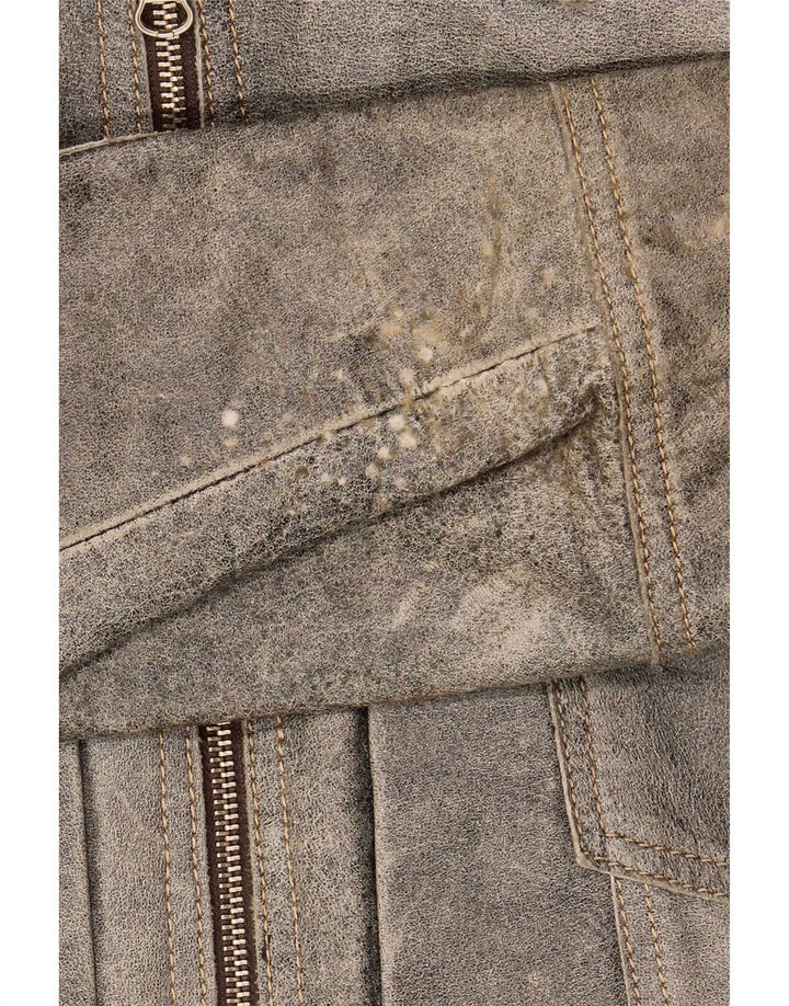 Vintage Ανδρικό Δερμάτινο Μπουφάν UK 38 Medium Grey