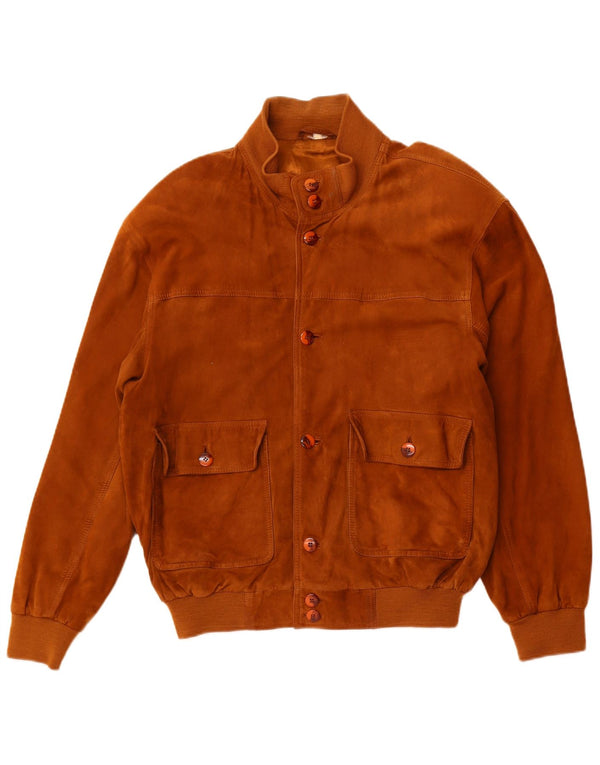 Ανδρικό Suede Bomber Jacket VINTAGE EU 52 XL Beige Leather