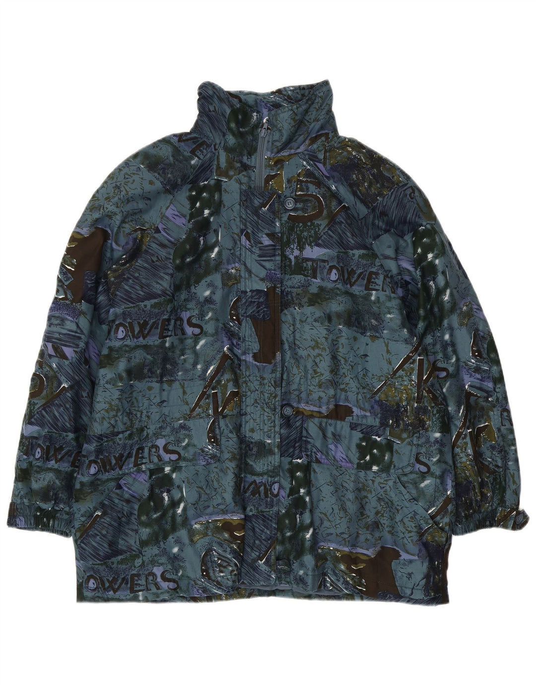 VINTAGE Γυναικείο Abstract Pattern Oversized Windbreaker Coat EU 44 XL Blue