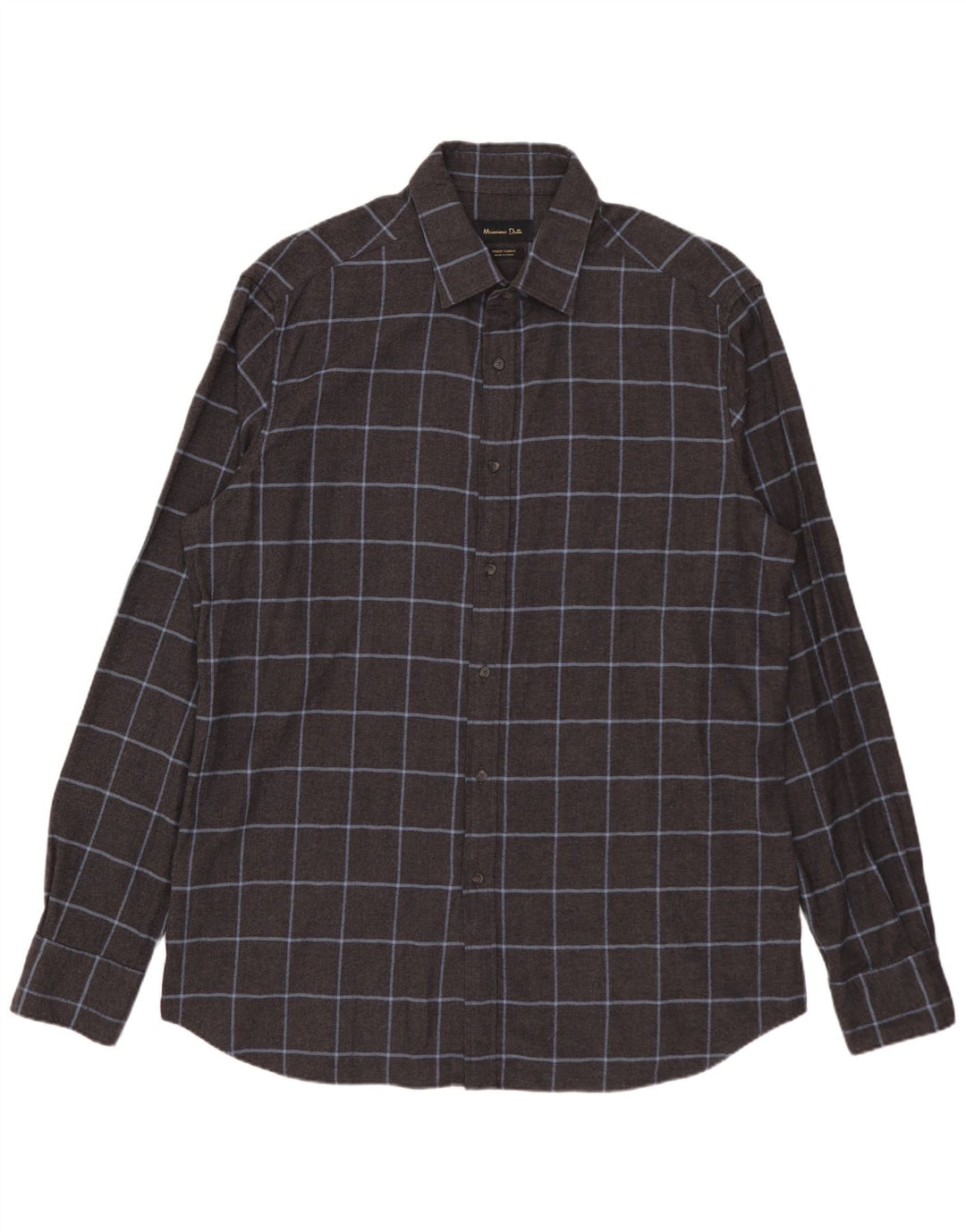 MASSIMO DUTTI Ανδρικό φανελένιο πουκάμισο XL Γκρι βαμβακερό