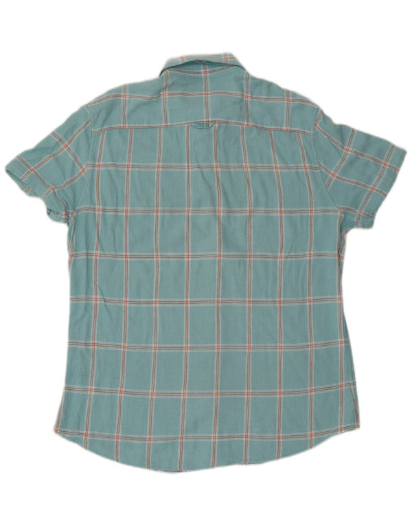 Ανδρικό κοντομάνικο πουκάμισο Crew Clothing Μεγάλο τυρκουάζ τσοκ βισκόζη