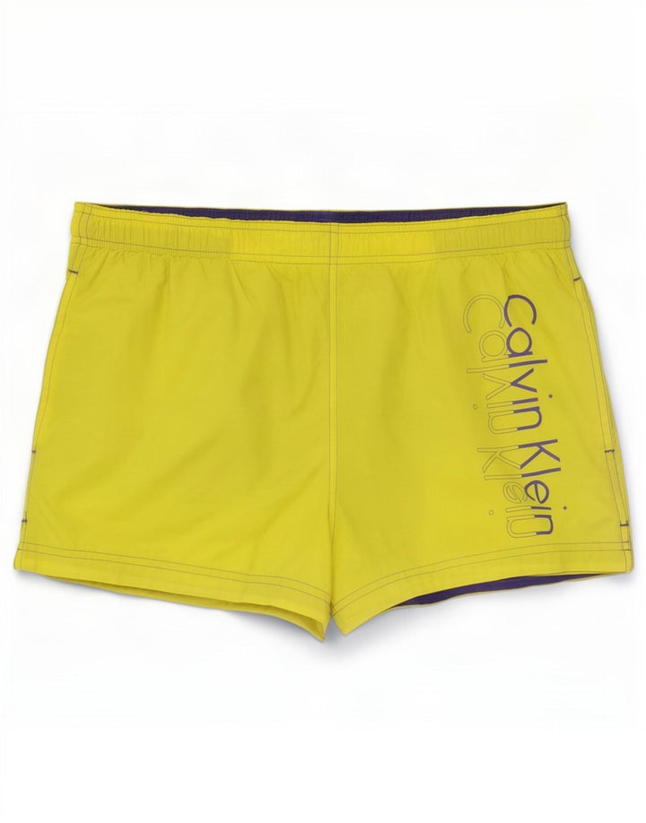Γραφικό ανδρικό σορτς κολύμβησης Calvin Klein σε μεγάλο κίτρινο πολυεστέρα