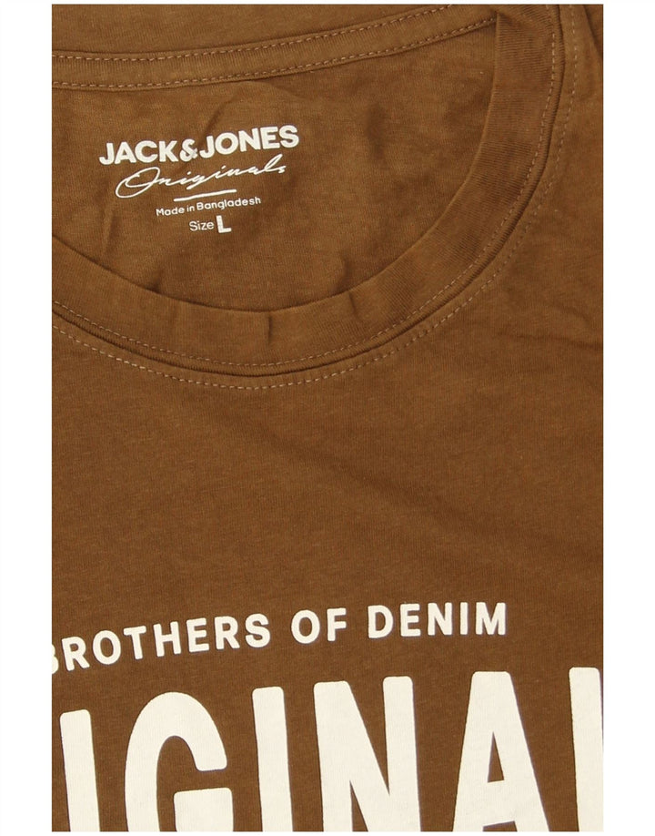 Jack & Jones Ανδρικό γραφικό μπλουζάκι Μπλούζα μεγάλο καφέ βαμβακερό