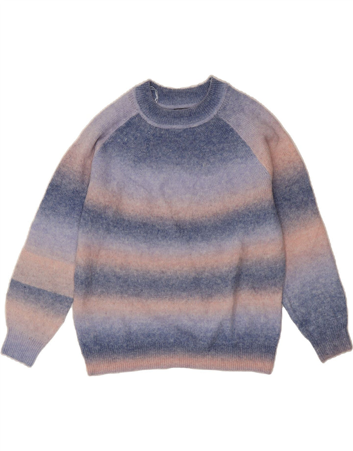 MARKS & SPENCER Womens Crew Neck Jumper Sweater UK 14 Medium Blue Striped Vintage Marks & Spencer and Second-Hand Marks & Spencer from Messina Hembry 