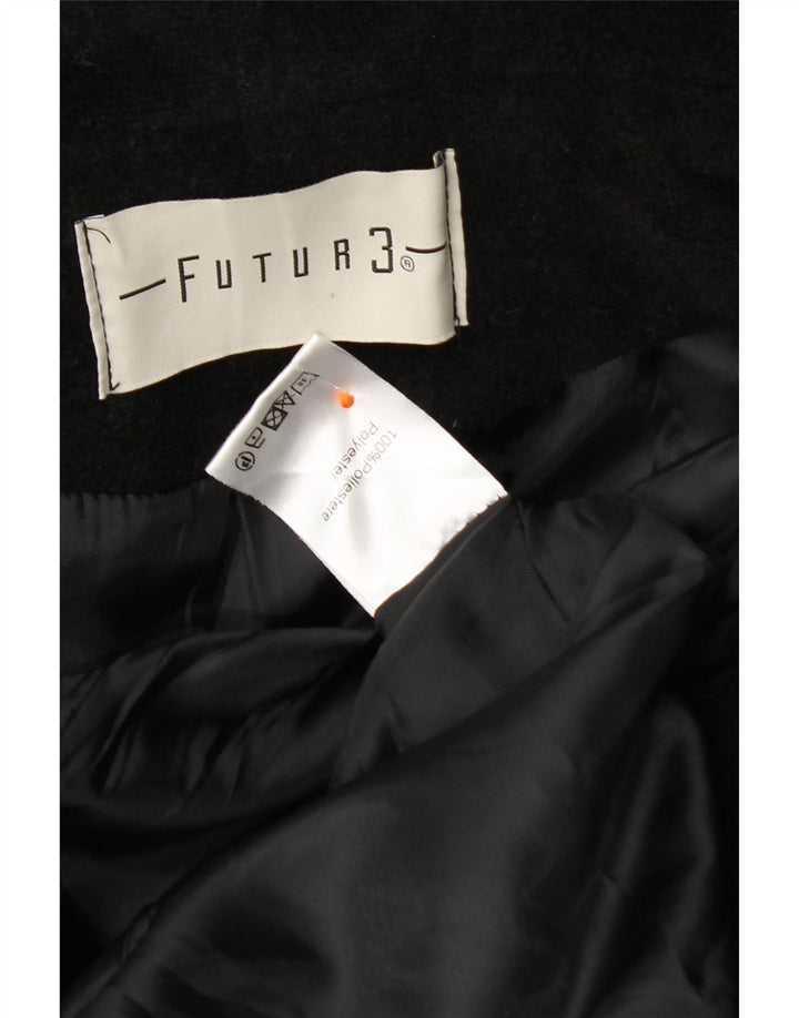 VINTAGE Womens Hooded Overcoat UK 16 Large Black Polyester Vintage Vintage and Second-Hand Vintage from Messina Hembry 