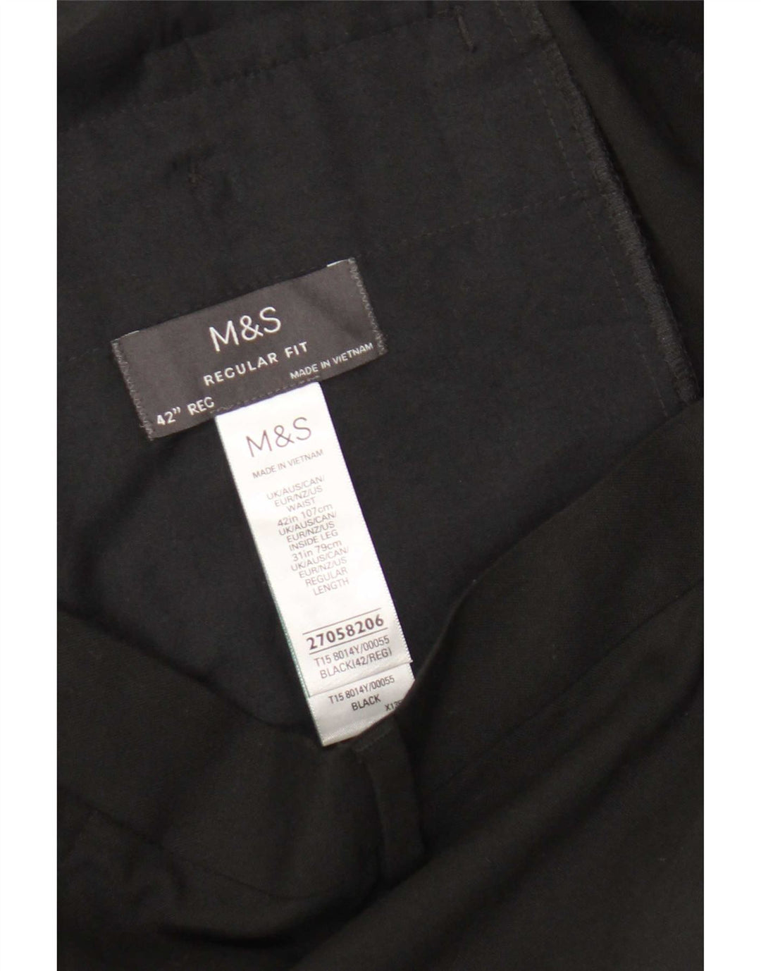 Ανδρικό παντελόνι με κανονική εφαρμογή Marks & Spencer W42 L31 Μαύρο πολυεστέρα