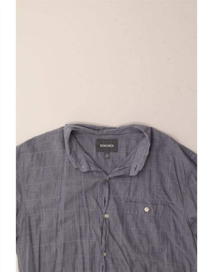 BONOBOS Mens Short Sleeve Shirt Medium Blue Check Cotton Vintage BONOBOS and Second-Hand BONOBOS from Messina Hembry 