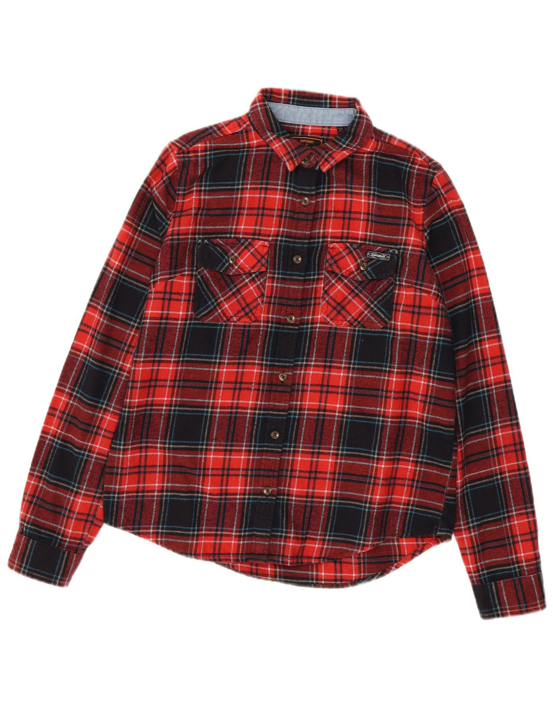 Γυναικείο φανελένιο πουκάμισο SUPERDRY UK 8 Small Red Check Cotton