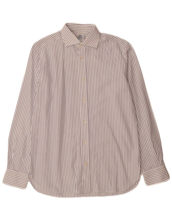 Ανδρικό πουκάμισο Boggi Milano Tailored Fit Size 40 15 3/4 Medium White Pinstripe