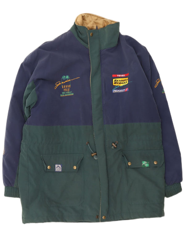 Vintage Ανδρικό γραφικό παλτό αντιανεμικό UK 40 Large Navy Blue Colorblock