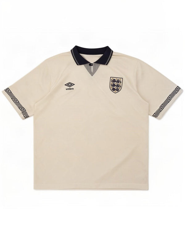 Umbro Mens England 1990-1992 Ποδοσφαιρική Πουκάμισο Μεσαίο Λευκό