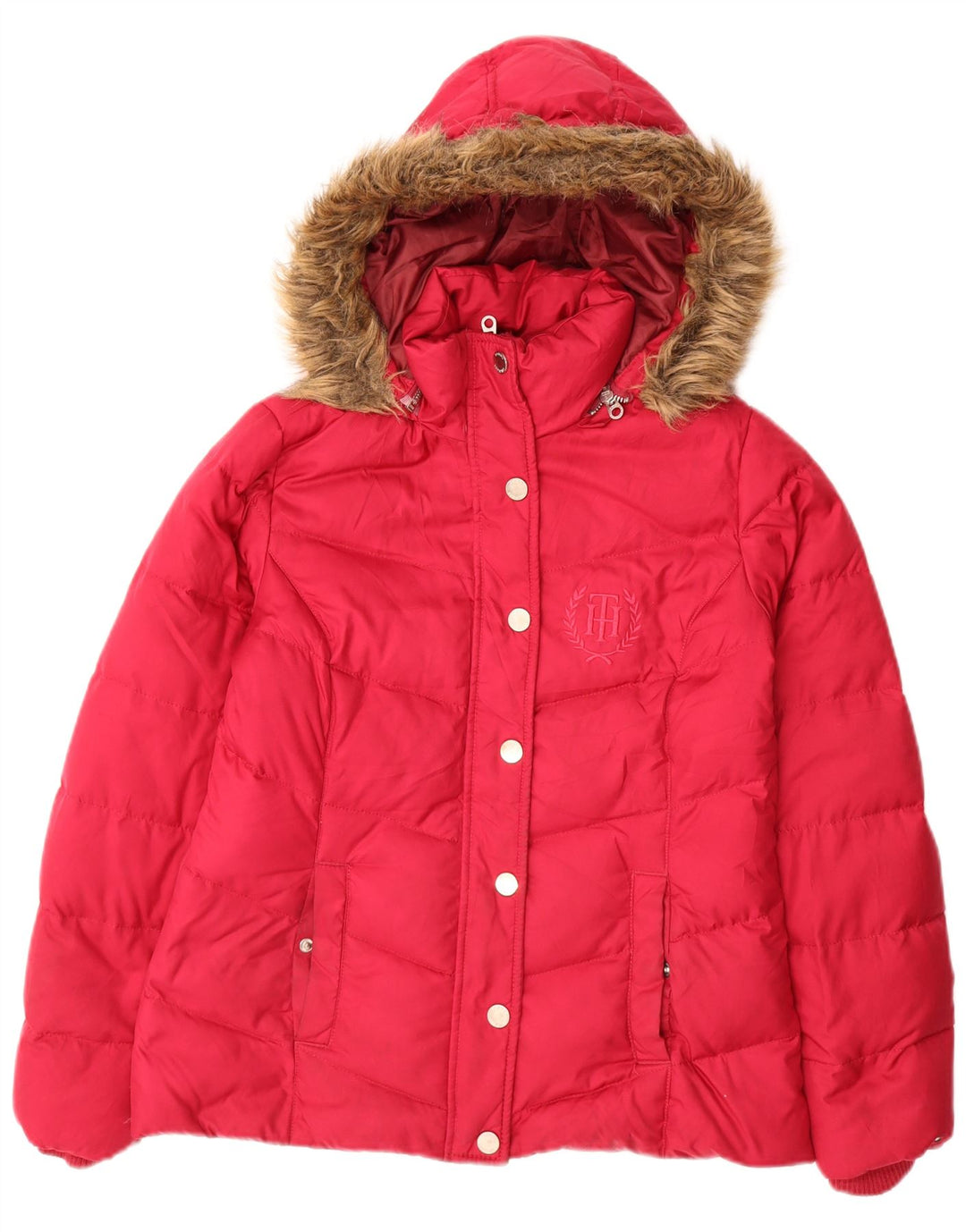 Tommy Hilfiger γυναικείο μπουφάν με κουκούλα UK 10 Small Pink Polyester