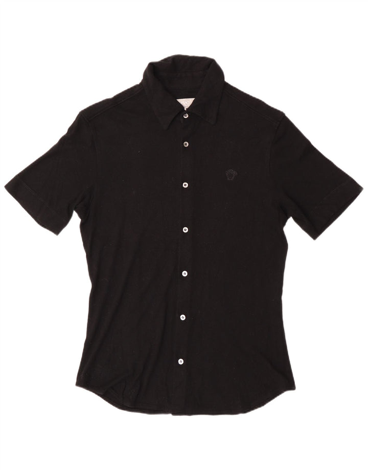 Γυναικείο κοντομάνικο πουκάμισο Versace UK 14 μεγάλο μαύρο