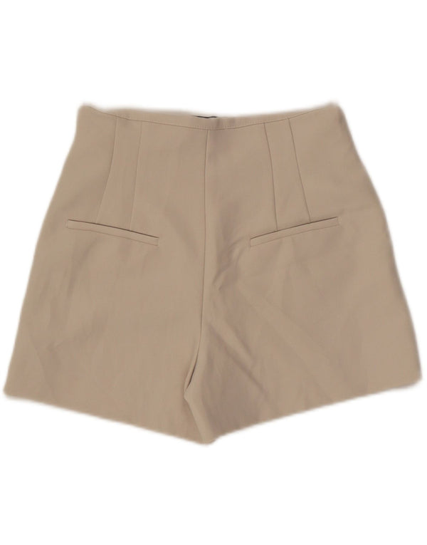 Zara Γυναικείο καυτερό παντελόνι μεσαίου W28 Μπεζ πολυεστέρας