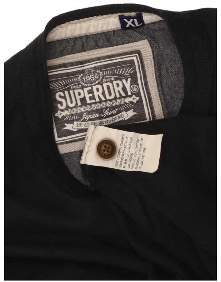 Ανδρικό γραφικό τοπ Superdry Μακρυμάνικο XL Navy Blue Cotton