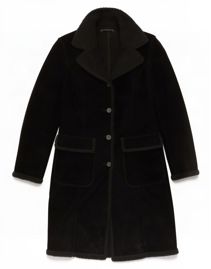 Sisley Γυναικείο παλτό Sherpa UK 10 Small Black Polyester