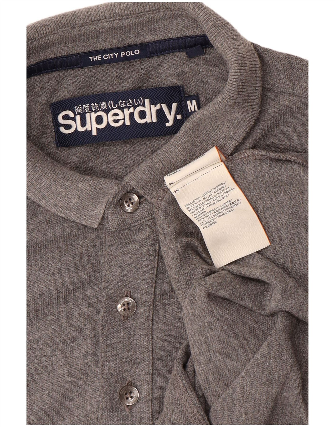 Ανδρικό μπλουζάκι πόλο Superdry, μεσαίο γκρι βαμβακερό
