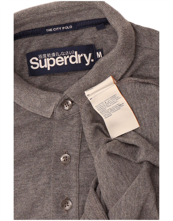 Ανδρικό μπλουζάκι πόλο Superdry, μεσαίο γκρι βαμβακερό