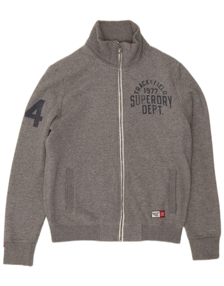 Superdry Ανδρική φόρμα φόρμας με γραφικές φόρμες, Μπουφάν από βαμβακερό μεσαίο γκρι