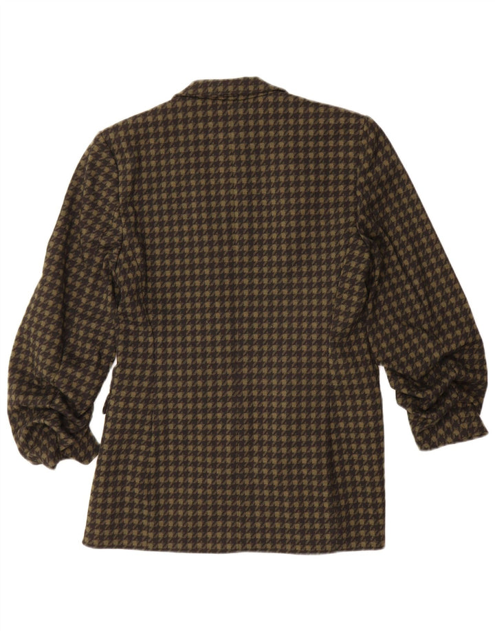 Marks & Spencer Γυναικείο Open Blazer Jacket UK 10 Small Khaki Houndstooth