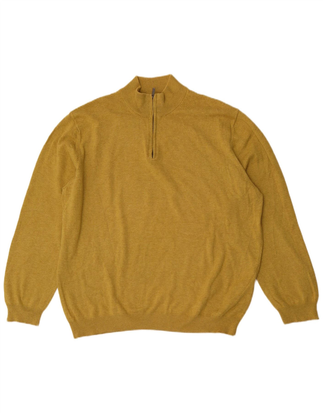 Ανδρικό πουλόβερ Massimo Dutti με φερμουάρ 2XL κίτρινο βαμβακερό