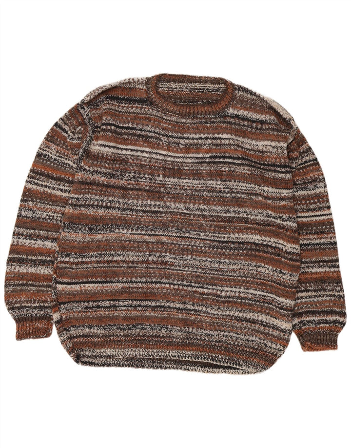 Vintage Ανδρικό πουλόβερ με λαιμόκοψη 2XL καφέ ριγέ