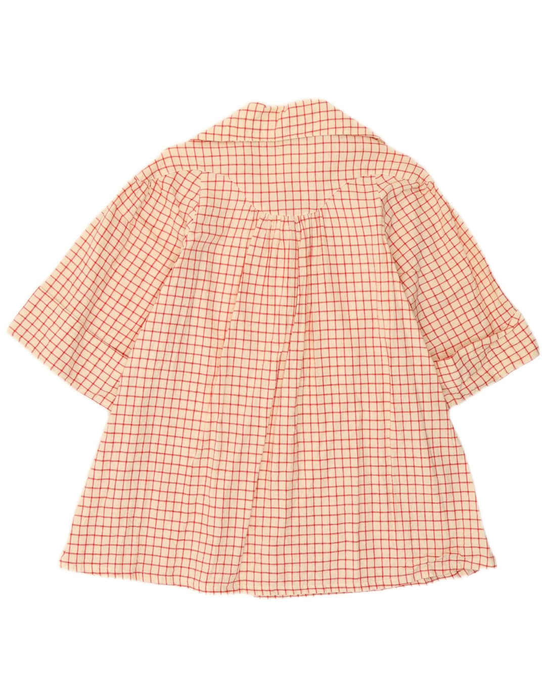 Vintage γυναικείο πουκάμισο 3/4 με μανίκια UK 12 Medium Off White Check