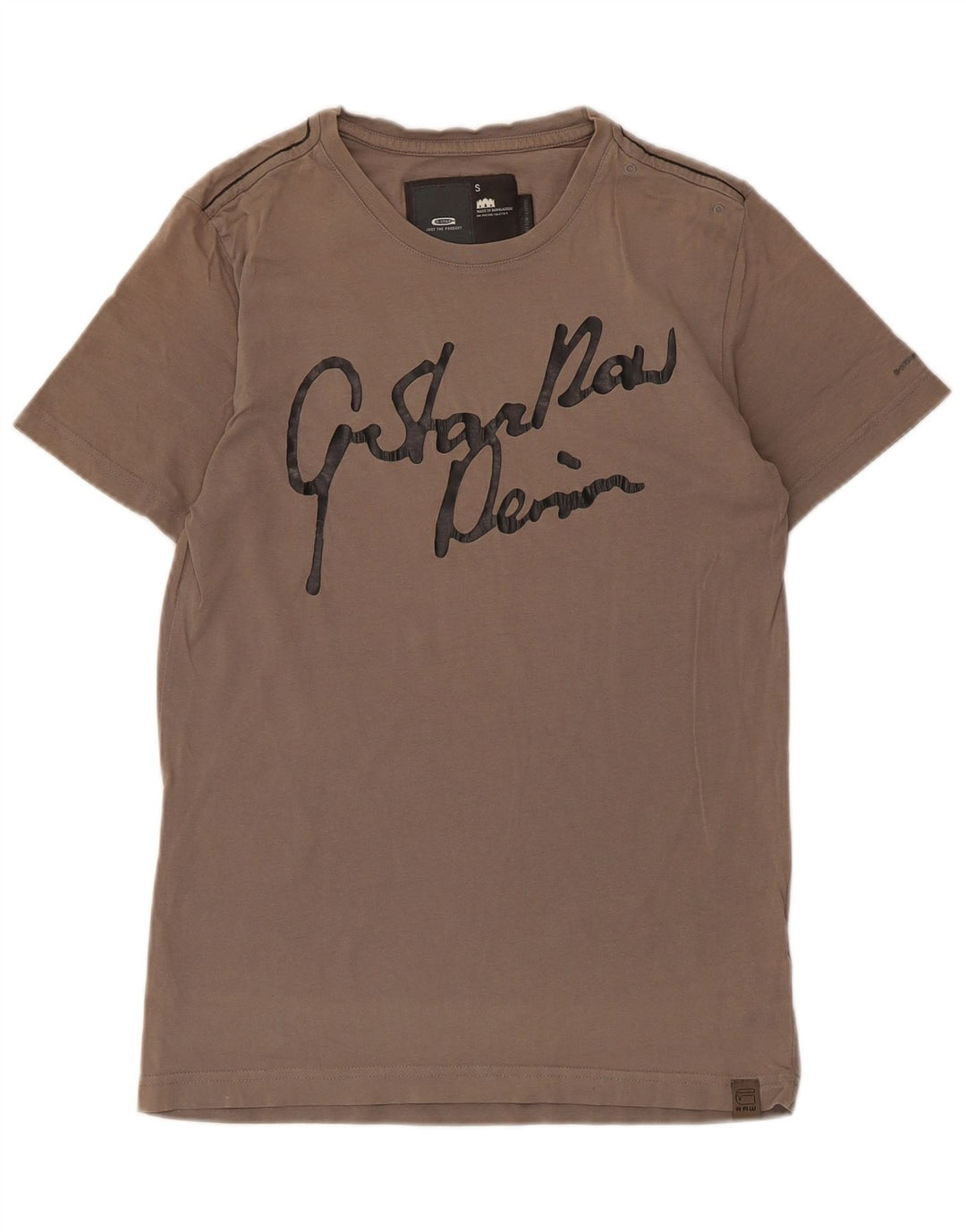 G-Star Ανδρικό γραφικό T-Shirt Top Μικρό καφέ βαμβακερό
