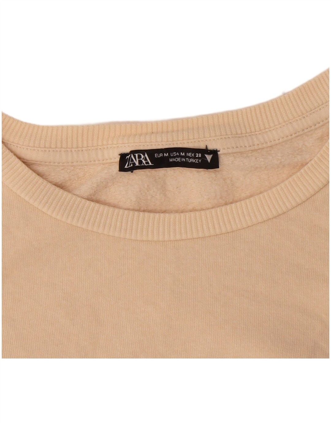 Zara Γυναικείο Crop Top Μακρυμάνικο UK 14 Medium Beige