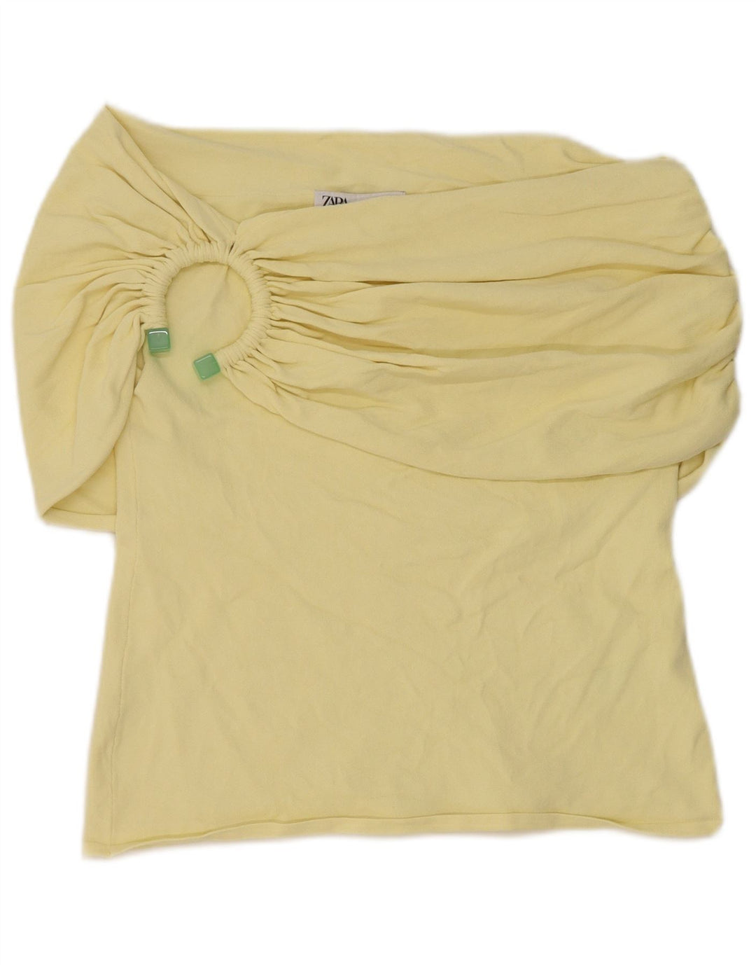 Zara Womens Off Shoulder Top UK 16 Μεγάλη κίτρινη βισκόζη