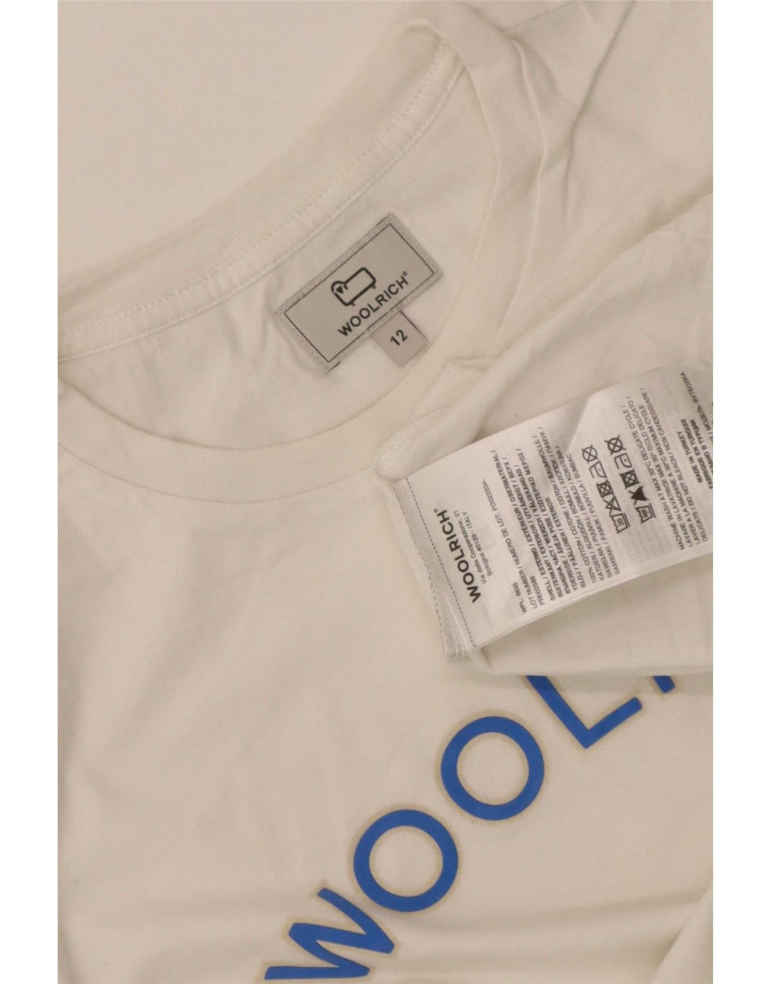 Woolrich Boys Graphic T-Shirt Top 11-12 ετών Λευκό βαμβακερό