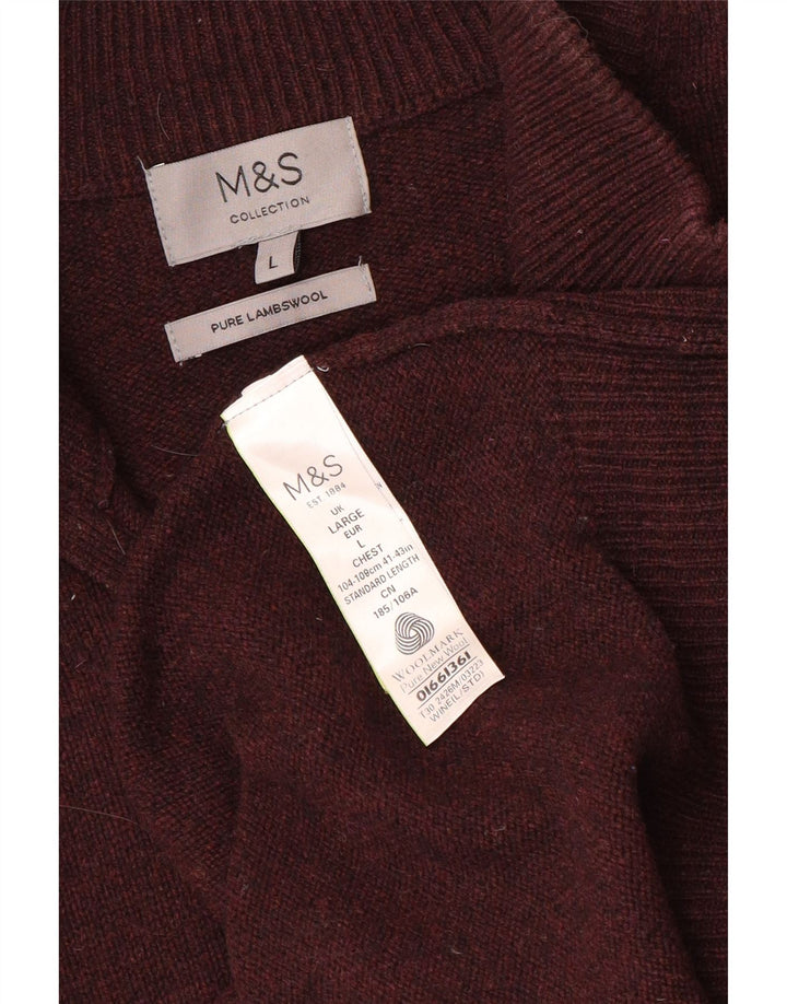 Marks & Spencer Ανδρικό πουλόβερ με λαιμόκοψη με φερμουάρ Μεγάλο Μαλλί μπορντό