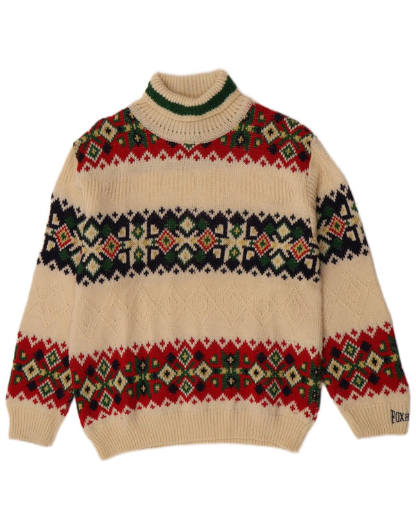 Πουλόβερ Foxhound Boys Roll Neck Jumper 15-16 Years Off White Fair Isle Wool