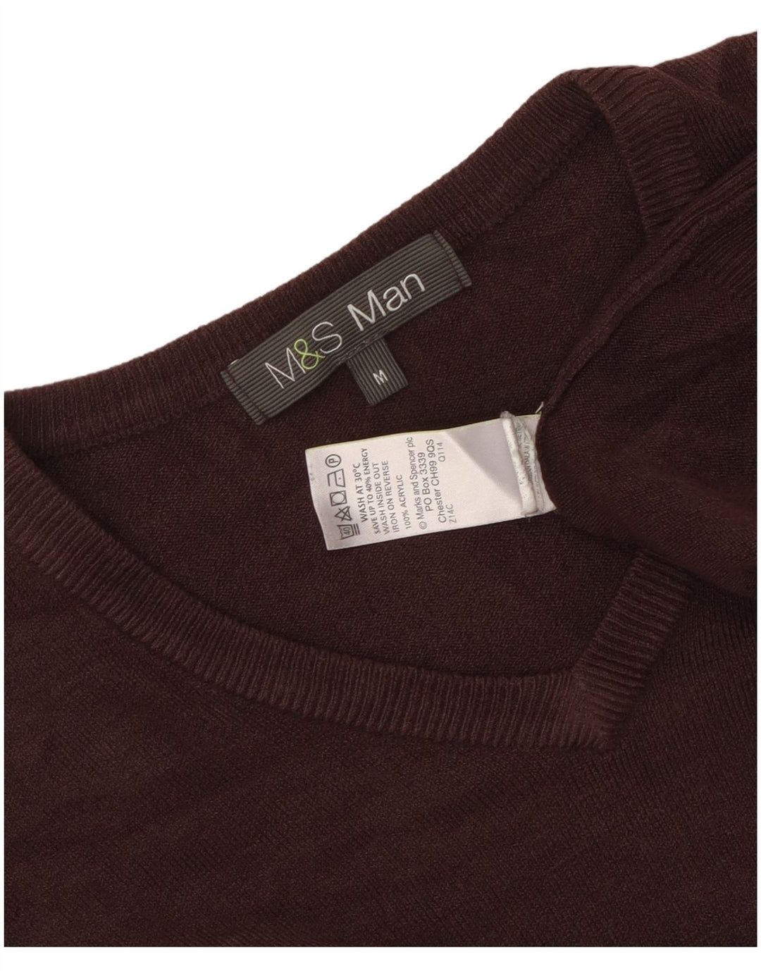 Marks & Spencer Γυναικείο πουλόβερ με λαιμόκοψη με V λαιμόκοψη UK 14 Ακρυλικό μεσαίο καφέ
