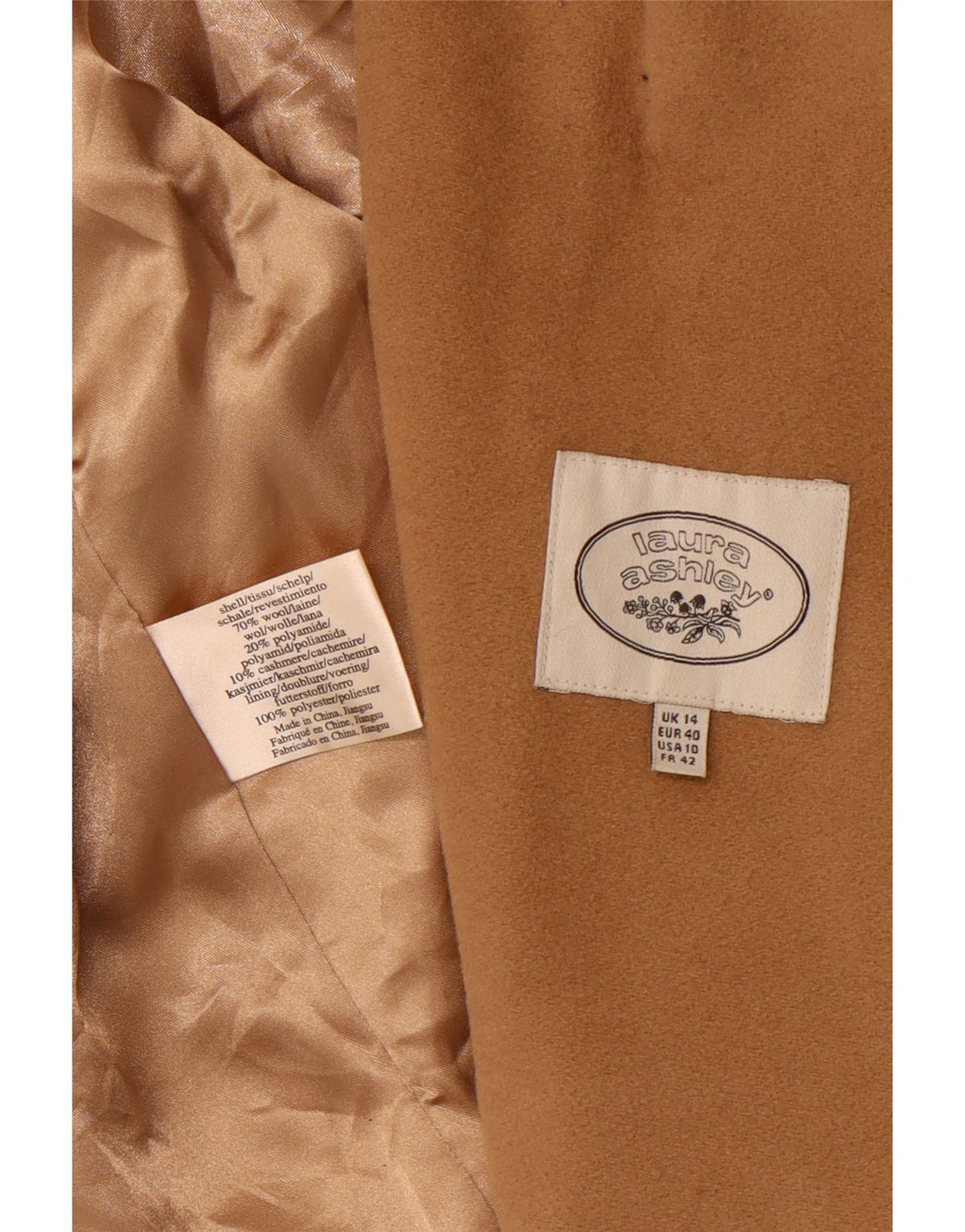 Γυναικείο στρατιωτικό μπουφάν με κουκούλα LAURA ASHLEY UK 14 μεγάλο καφέ μαλλί