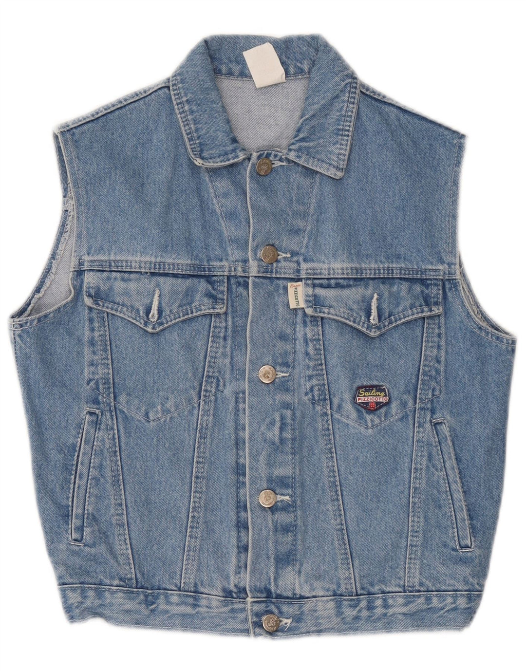 Vintage Boys Denim Gilet 10-11 Years Blue Cotton