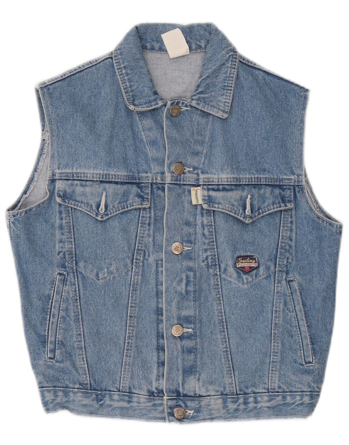 Vintage Boys Denim Gilet 10-11 Years Blue Cotton