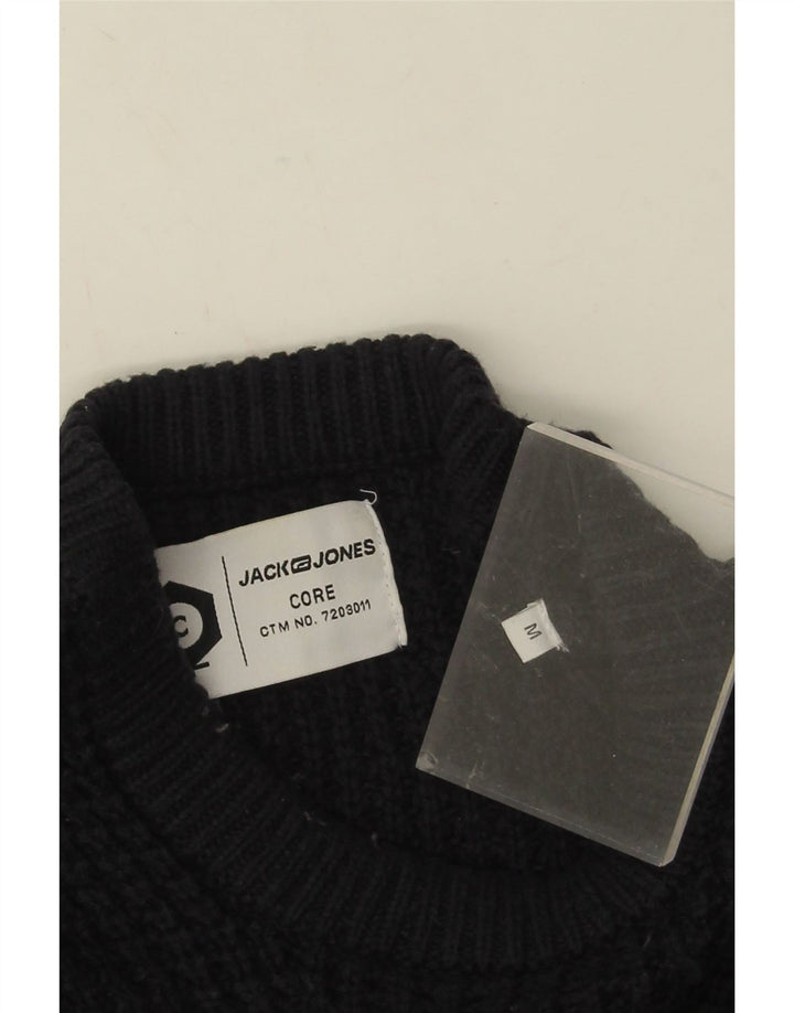 Jack & Jones Ανδρικό πουλόβερ με λαιμόκοψη με λαιμόκοψη, μεσαίο μπλε βαμβακερό