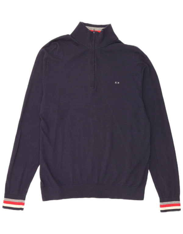 Sun68 Γυναικείο πουλόβερ με φερμουάρ UK 22 3XL Navy Blue Merino Wool